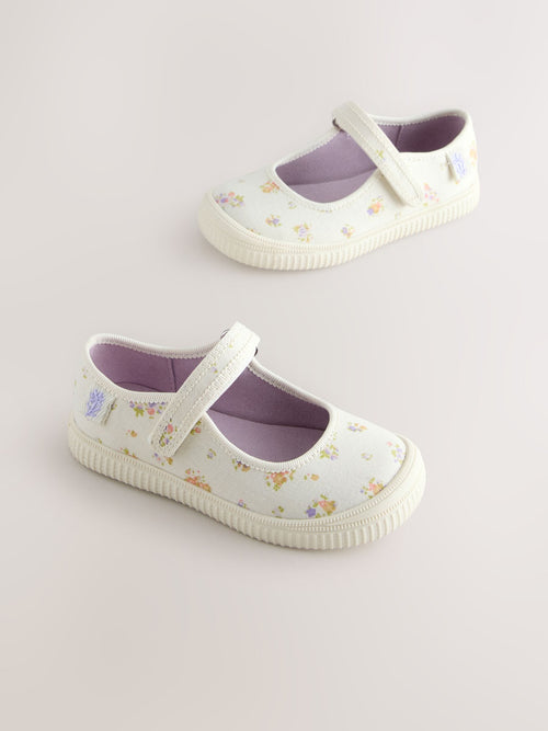 Cream Floral Touch Fastening Mary Janes Shoes