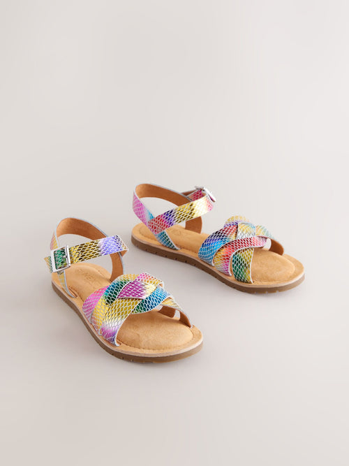 Rainbow Wide Fit (G) Leather Woven Sandals