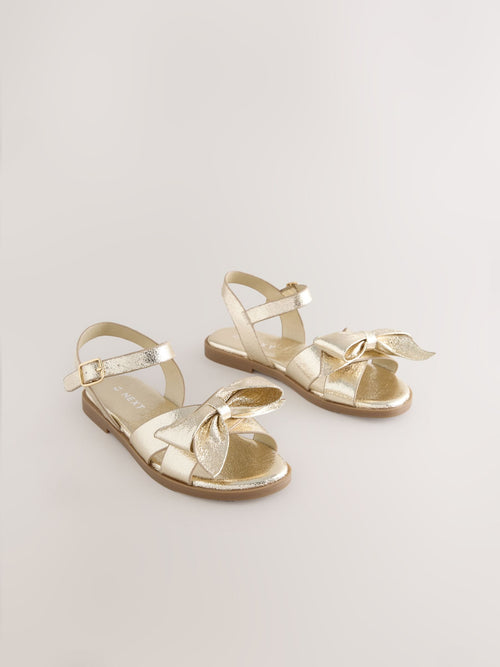 Gold Colour Bow Sandals