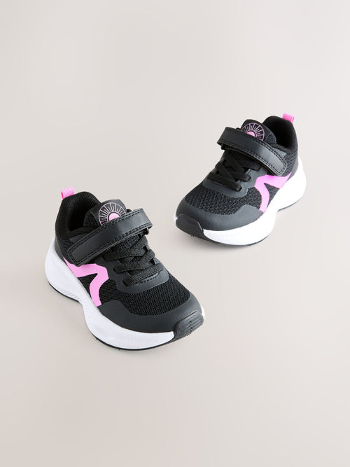 Black Touch Fastening Elastic Lace Trainers