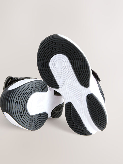Black Touch Fastening Elastic Lace Trainers