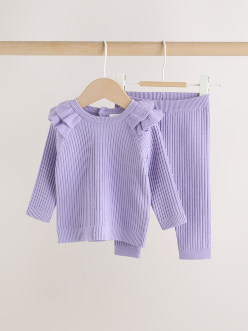 Purple Baby Knitted Jumper and Leggings Set 2 Piece (0mths-3yrs)