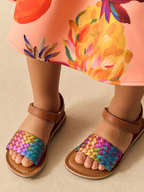 Rainbow Standard Fit (F) Leather Twist Sandals with Touch Fastening