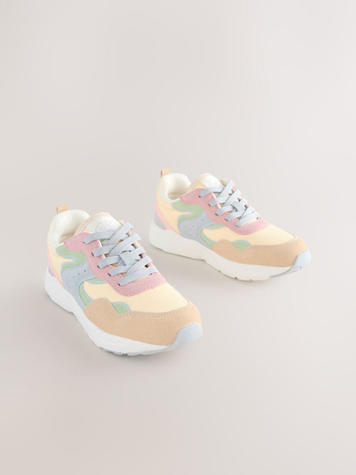 Multi Pastel Standard Fit (F) Lace-Up Colourblock Trainers