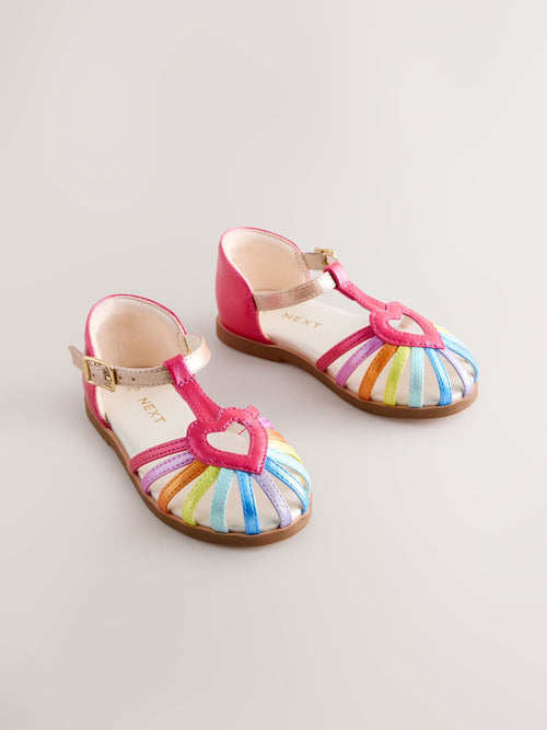 Multi Rainbow Standard Fit (F) Fisherman Heart Occasion Sandals