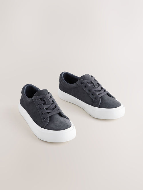 Grey Suede Standard Fit (F) Lace-Up Smart Trainers
