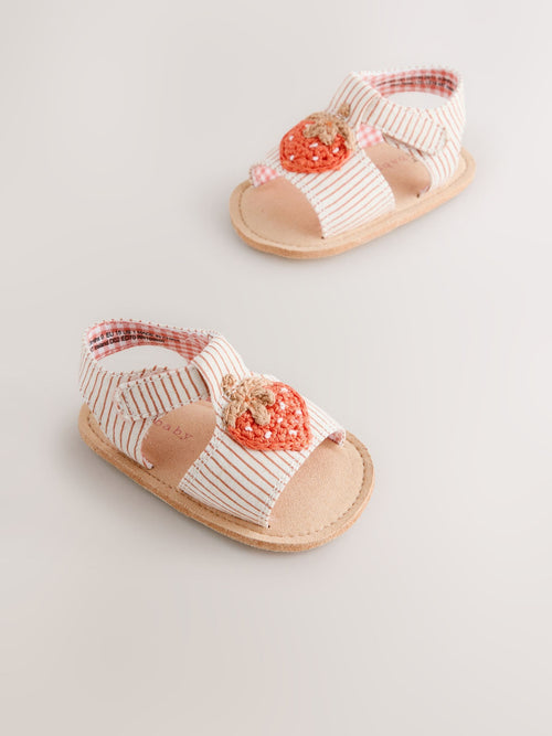 White/Pink Strawberry Baby Sandals (0-18mths)