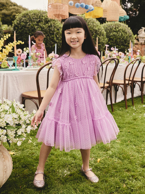 Lilac Mesh Flower Girl Dress (3-16yrs)