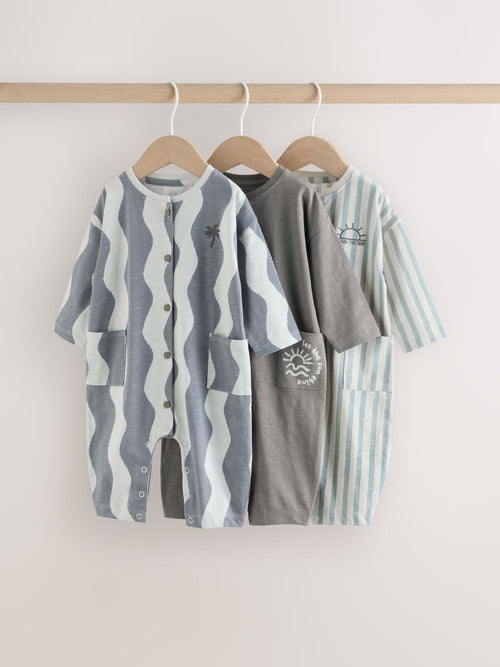 Grey Scandi Cactus Baby Rompers 3 Pack