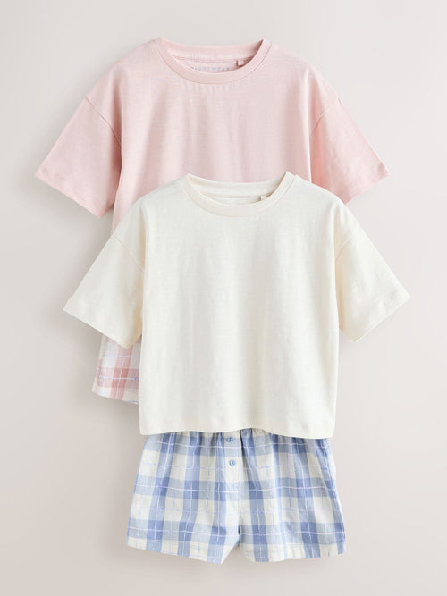 Pink/Blue Check Woven Bottom Pyjamas 2 Pack (3-16yrs)