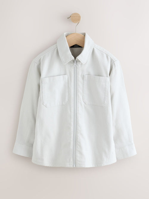 Light Grey Brushed Zip Overshirt (3-16yrs)