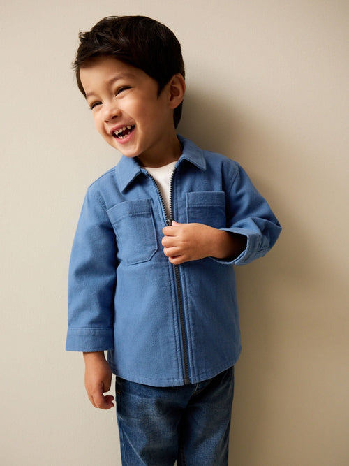 Blue Denim Brushed Zip Overshirt (3mths-7yrs)