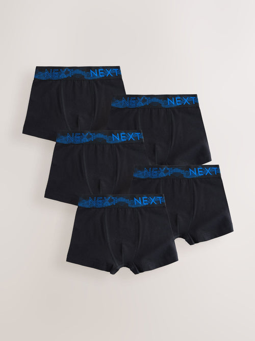 Black with Stippling Waistband Trunks 5 Pack (1.5-16yrs)