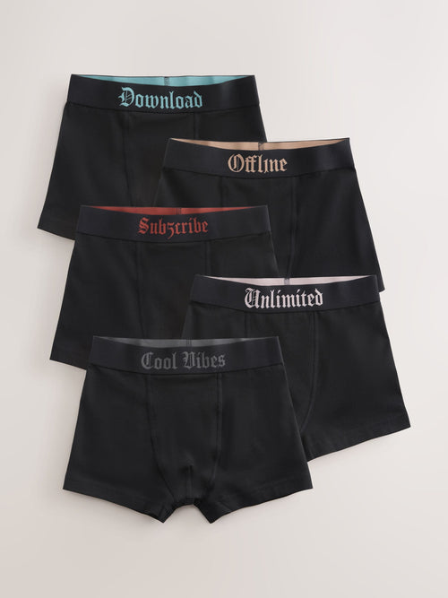 Black with Gothic Waistband Trunks 5 Pack (1.5-16yrs)
