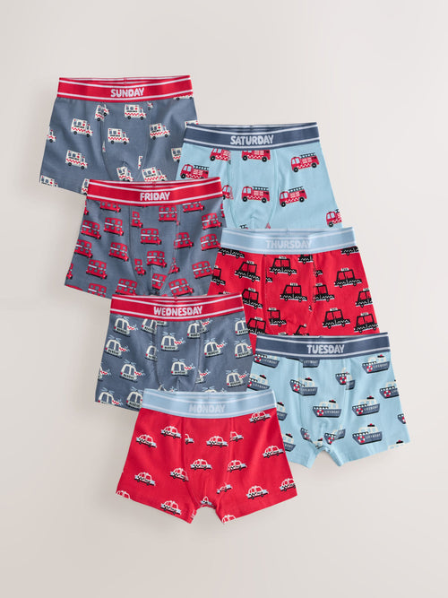 Red/Blue Emergency Vehicles Trunks 7 Pack (1.5-10yrs)