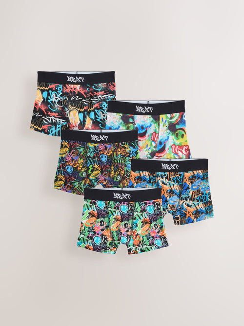 Multi Neon Grafitti Trunks 5 Pack (3-16yrs)