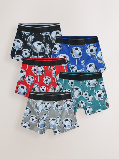 Red/Blue Football Boxers 5 Pack (2-16yrs)