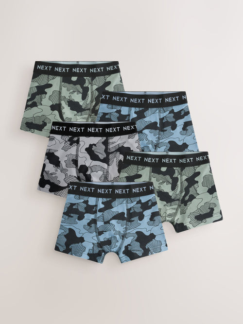 Blue/Black Linear Camo Trunks 5 Pack (3-16yrs)