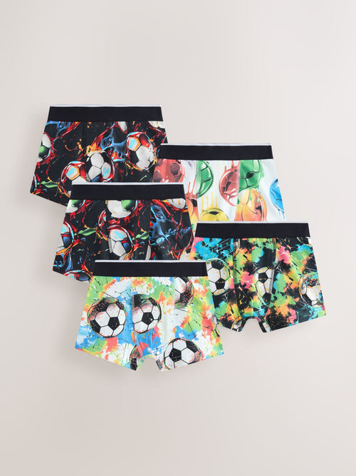 Black Chrome/Multi Football Boxers 5 Pack (2-16yrs)