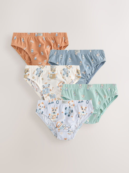 Multicolour Robot Cotton Printed Briefs 5 Pack (1.5-10yrs)