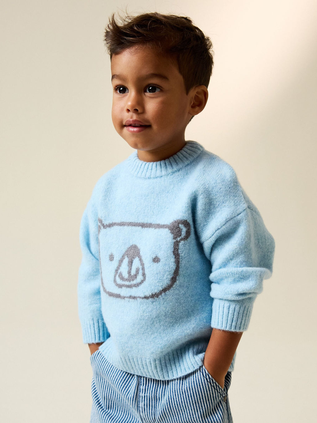 Blue Bear Character Knitted Crew Neck Jumper (3mths-7yrs)