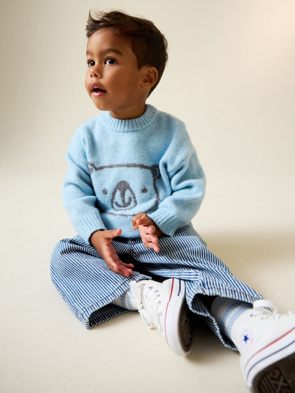 Blue Bear Character Knitted Crew Neck Jumper (3mths-7yrs)