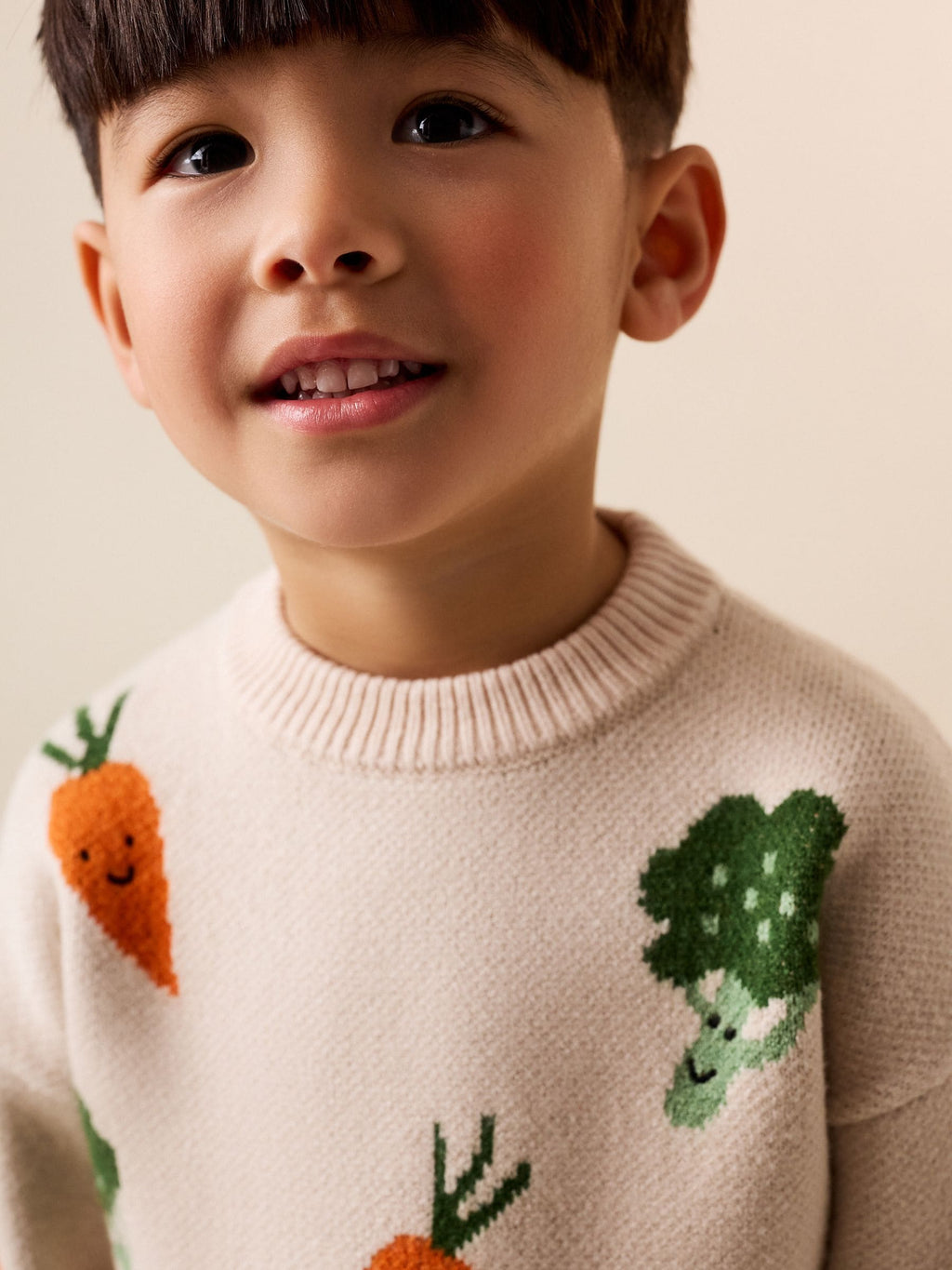 Neutral Vegetable Knitted Crew Neck Jumper (3mths-7yrs)