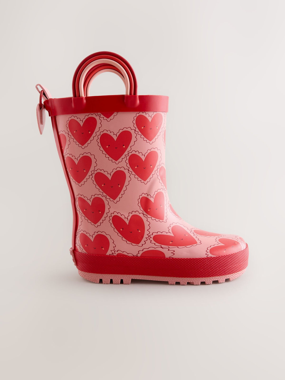 Red/Pink Heart Handle Wellies