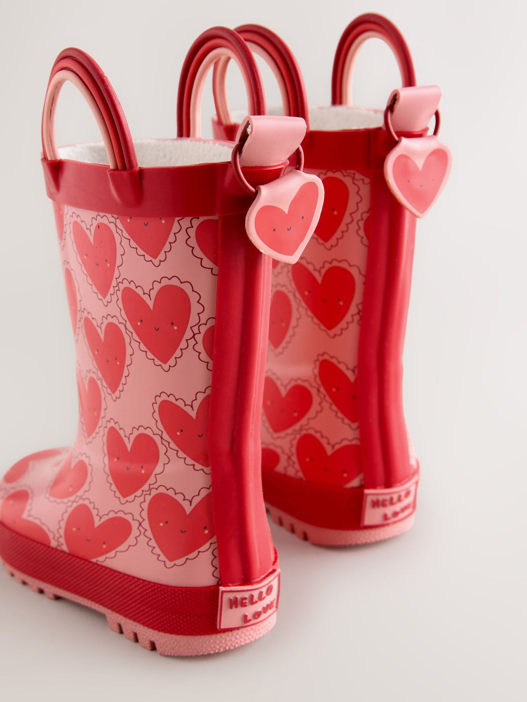 Red/Pink Heart Handle Wellies