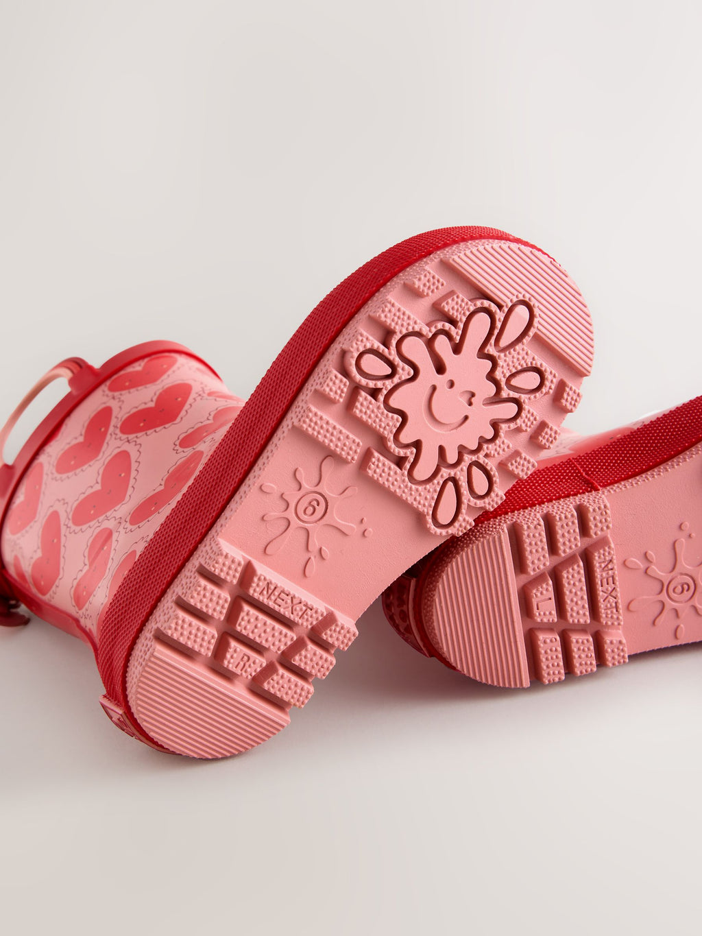 Red/Pink Heart Handle Wellies