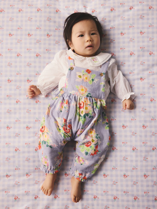 Lilac Purple Flower Cath Kidston Baby Dungaree And Bodysuit Set 2 Piece