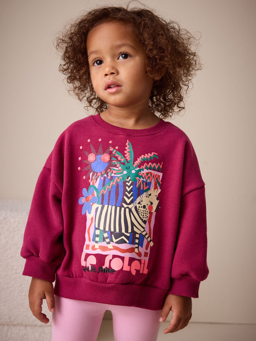 Burgundy Red Zebra Crew Neck Sweatshirt (3mths-7yrs)