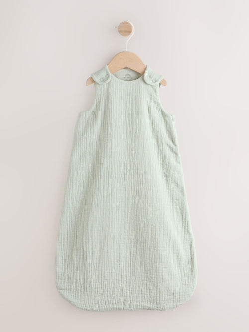 Sage Green Muslin 1 Tog Baby Sleep Bag
