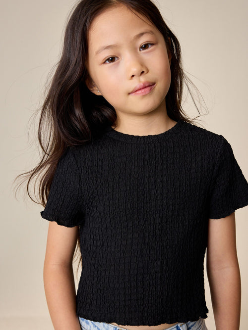 Black Textured T-Shirt (3-16yrs)