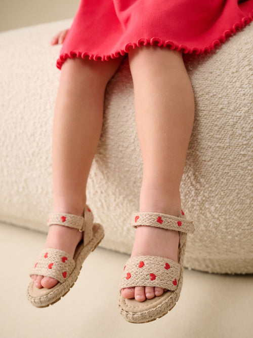 Neutral Heart Ankle Strap Sandals with Touch Fastening