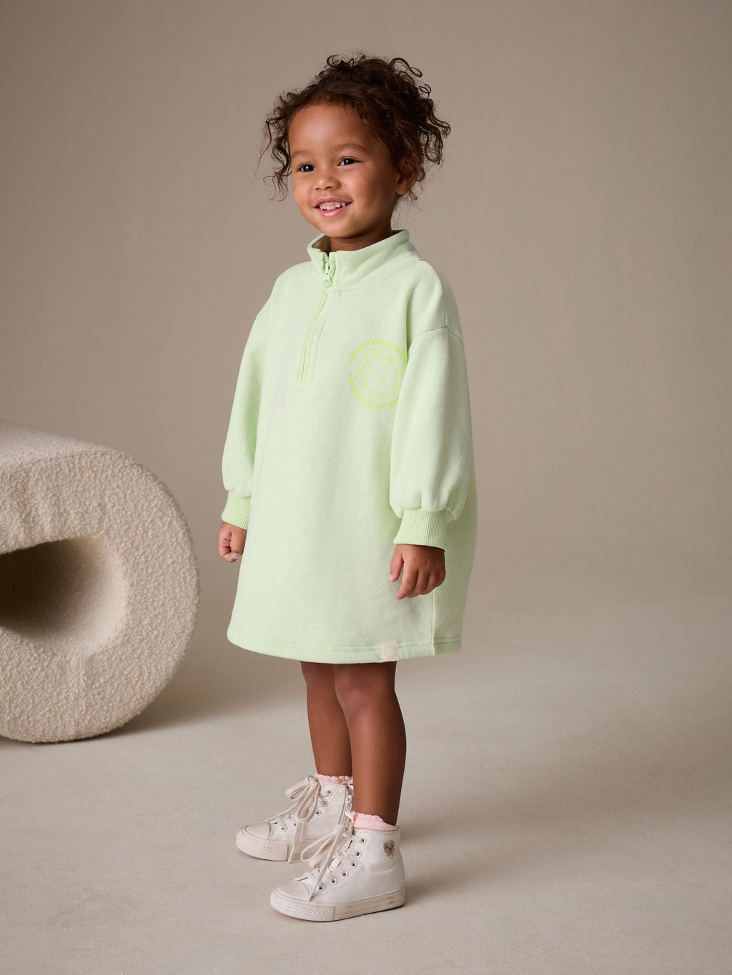 Green Quarter Zip Sweat Dress (3mths-7yrs)