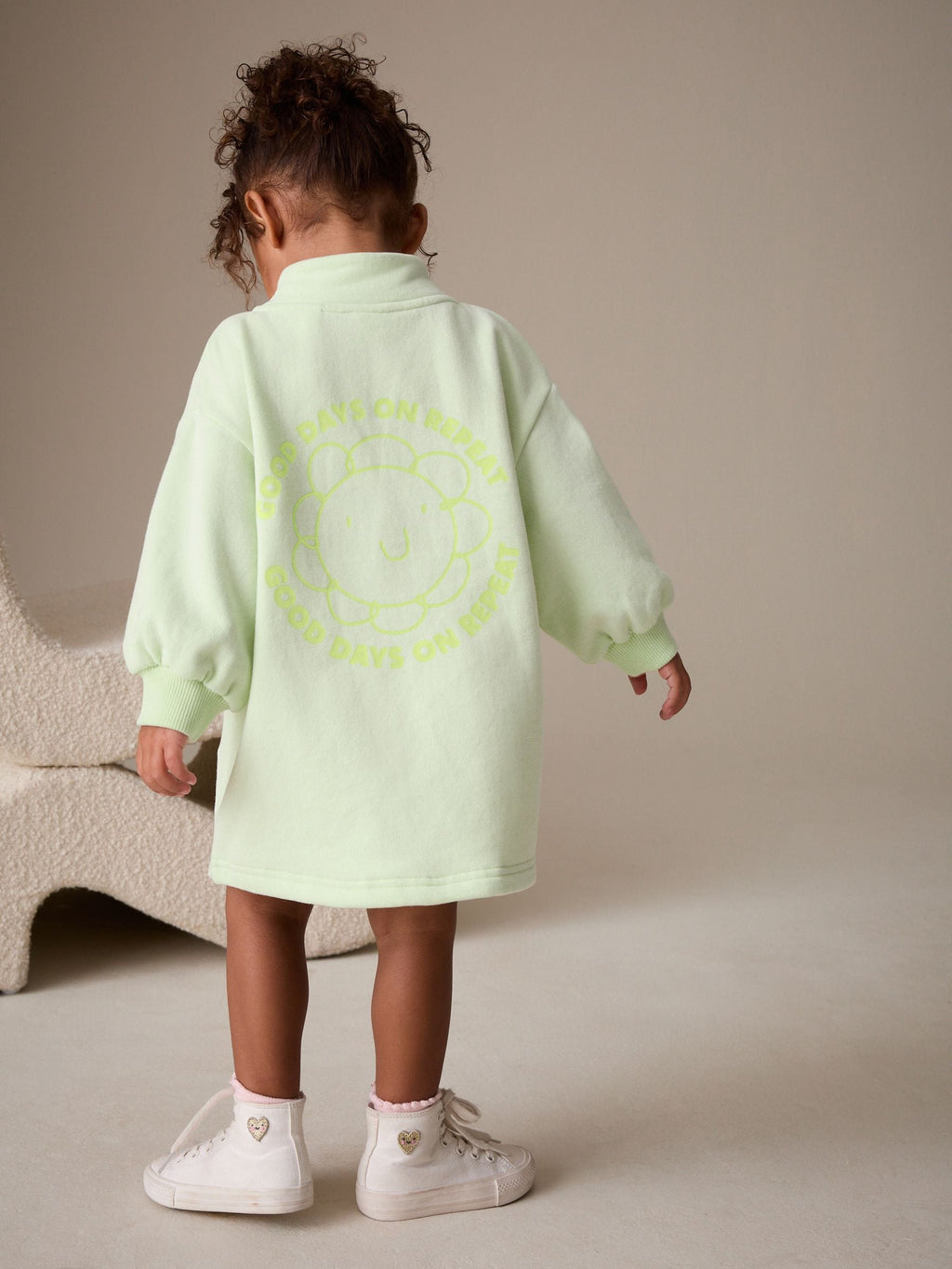 Green Quarter Zip Sweat Dress (3mths-7yrs)