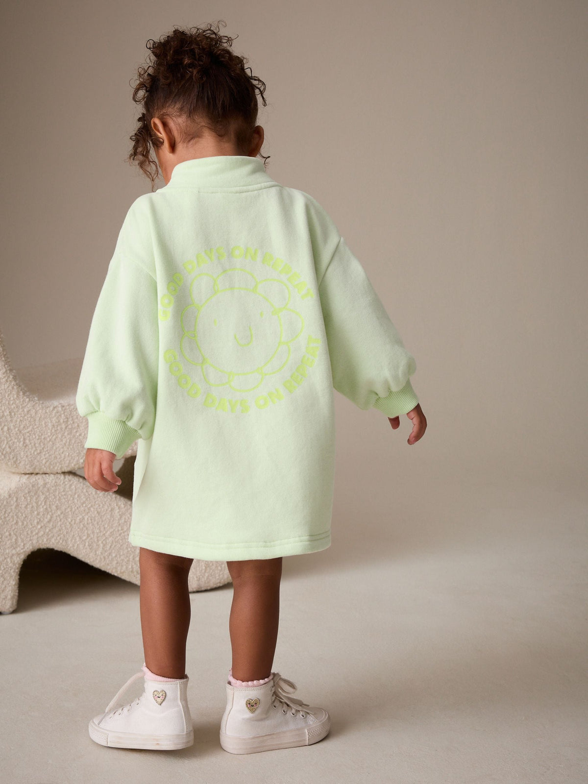 Green Quarter Zip Sweat Dress (3mths-7yrs)
