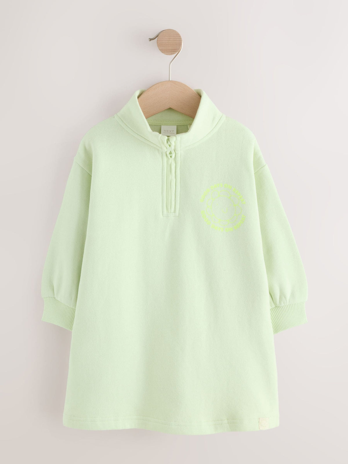 Green Quarter Zip Sweat Dress (3mths-7yrs)