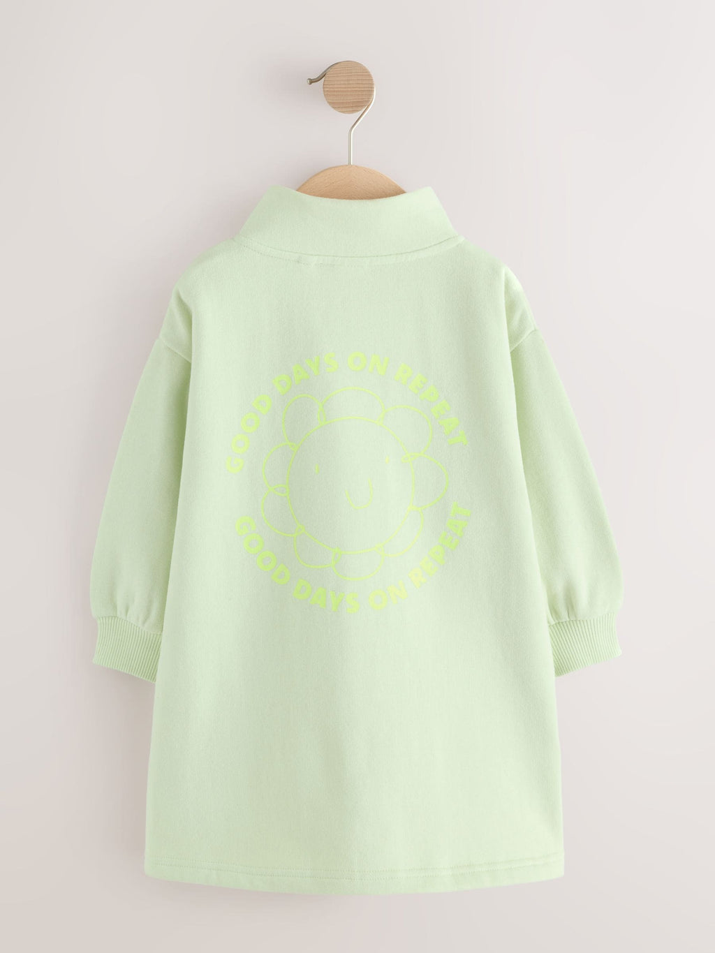 Green Quarter Zip Sweat Dress (3mths-7yrs)