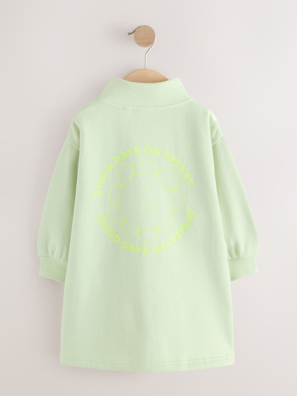 Green Quarter Zip Sweat Dress (3mths-7yrs)