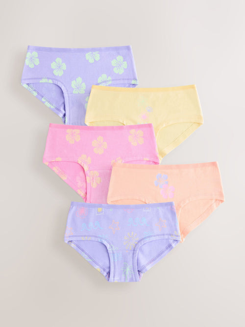 Pink/Lilac Print Hipster Briefs 5 Pack (2-16yrs)