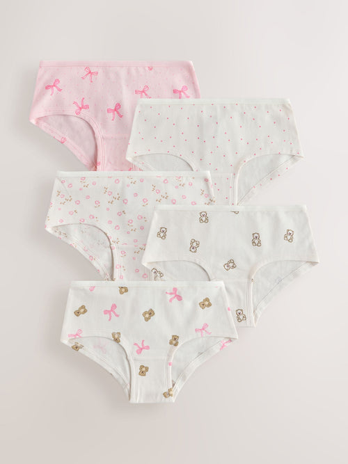 Pink Bear Print Hipster Briefs 5 Pack (2-16yrs)