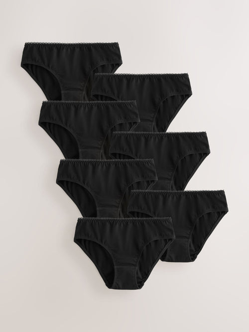 Black/ Black Lace Bikini Briefs 7 Pack (4-16yrs)
