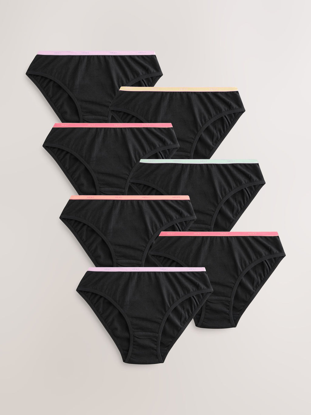 Bright Elastic Thin Elastic Bikini Briefs 7 Pack (5-16yrs)
