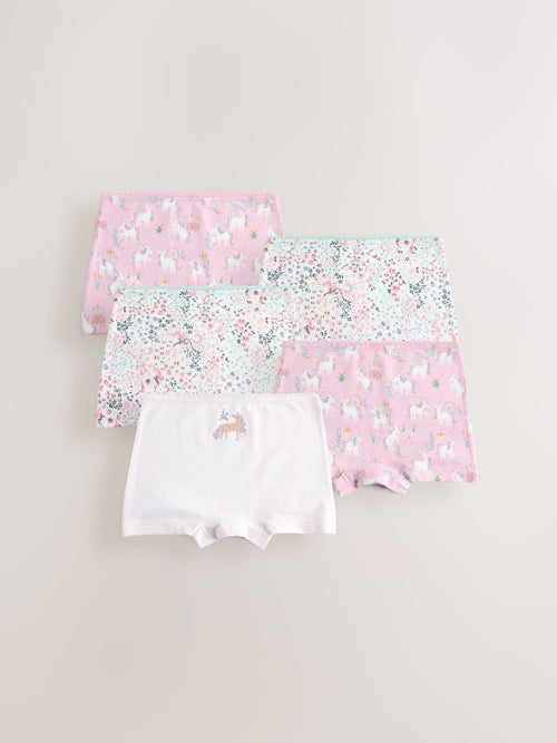 Pink Unicorn Short Briefs 5 Pack (2-16yrs)