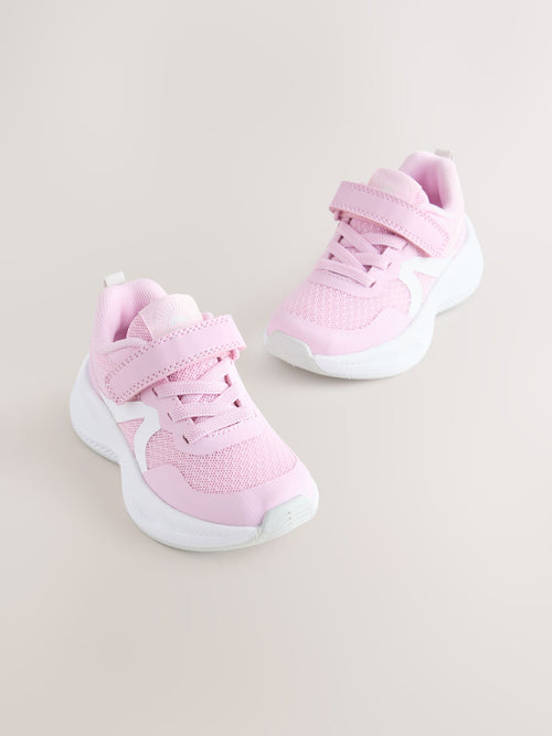 Pink Touch Fastening Elastic Lace Trainers