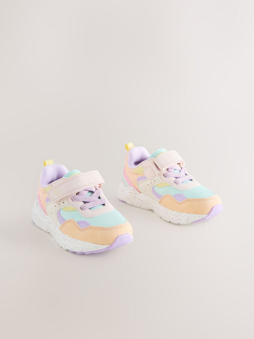 Multi Bright Wide Fit (G) Elastic Lace Touch Fasten Trainers