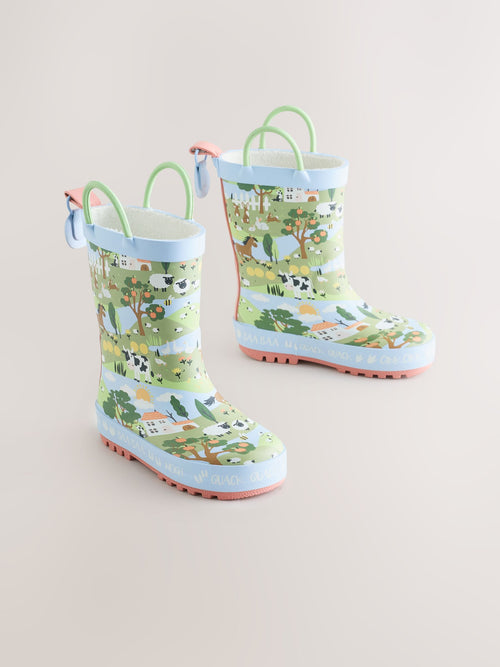 Blue/Green Farm Handle Wellies