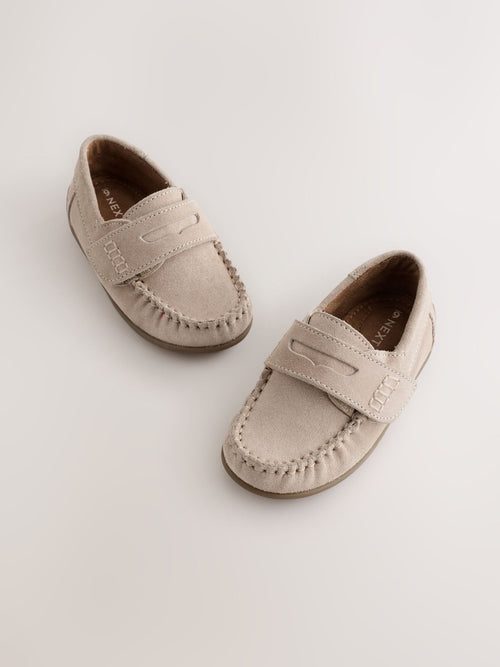 Neutral Standard Fit (F) Touch Fastening Leather Penny Loafers
